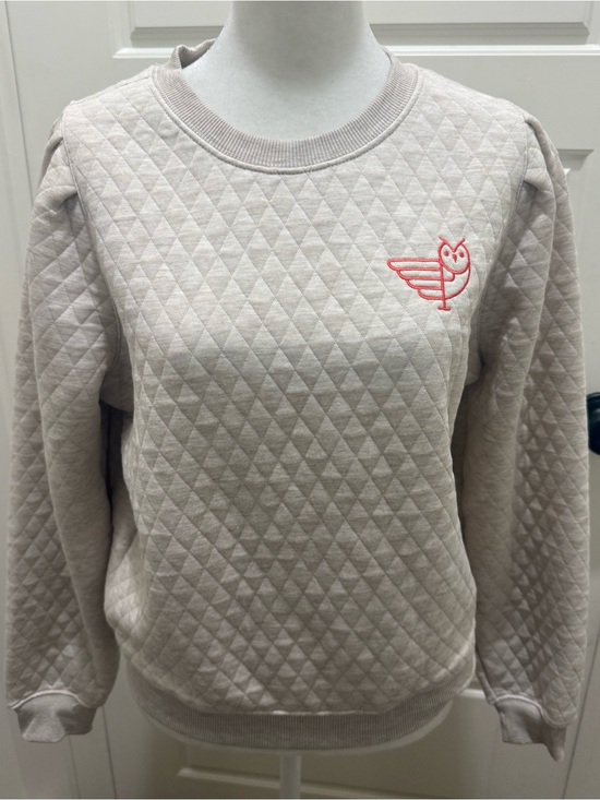 Marine Layer Tops - Marine Layer. Corbet Quilted Puff Sleeve Crewneck. Heather Oatmeal. Size medium.